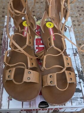UNIONBAY Tan Lace-Up Gladiator Sandals